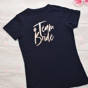 Camiseta Bride y Team bride Oro Rosa