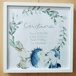 cuadro nacimiento bebe bosque