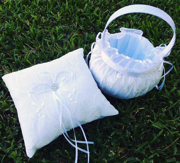 Set Cojín y Cesta Arras Blanco