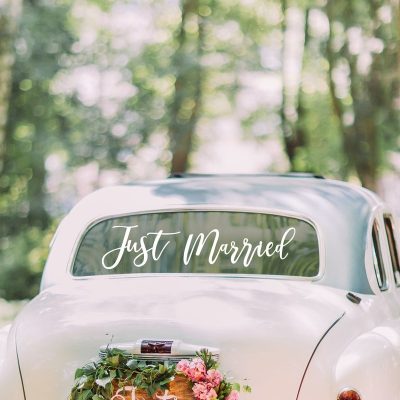 Vinilo Coche de Bodas Just Married